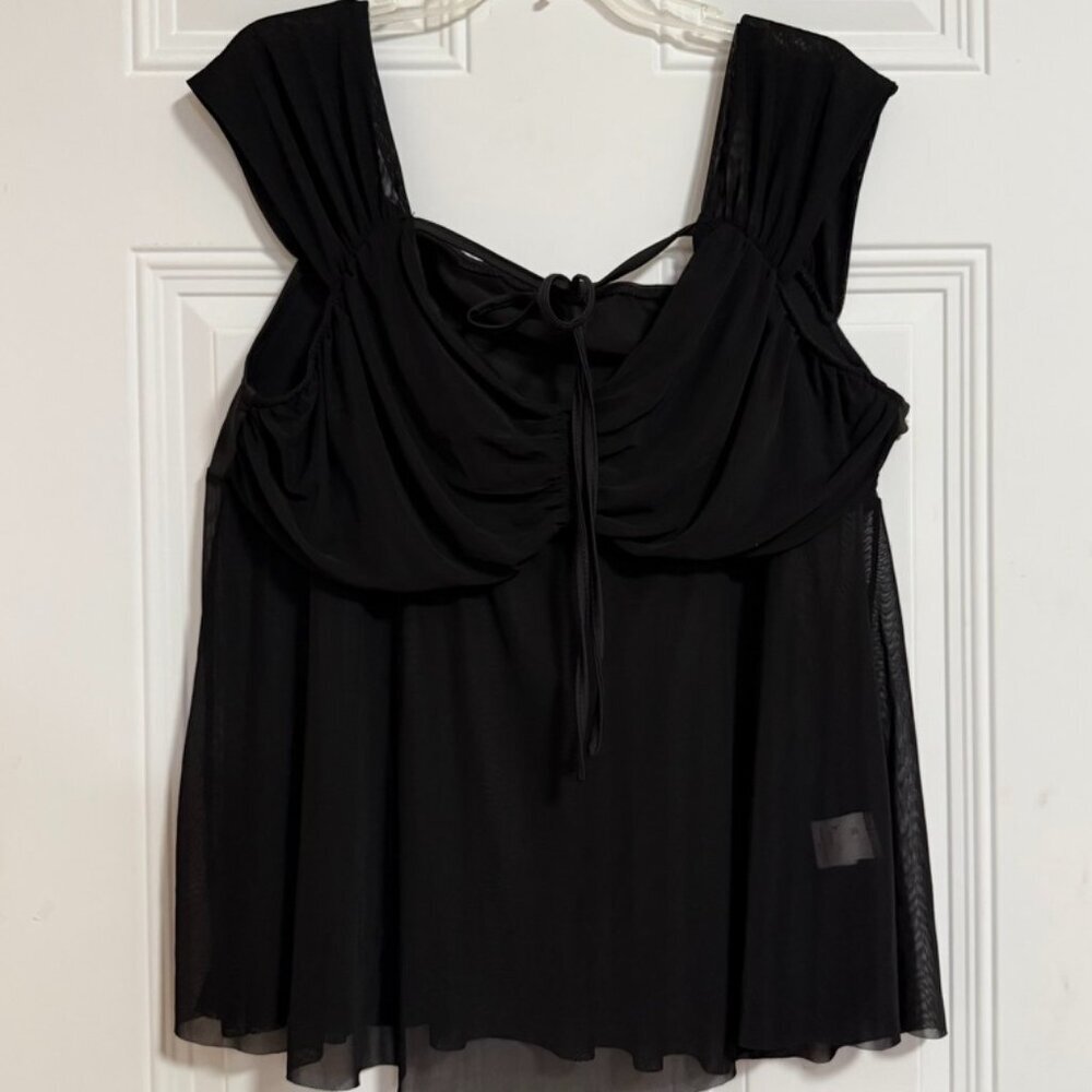 Unbranded Black Babydoll Mesh Top SZ 4XL Whimsigoth